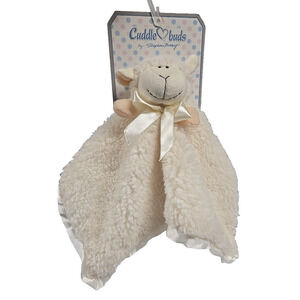 Stephan Baby Cuddle Buds Lovey Security Blanket Lamb Fuzzy Satin 18 inch New
